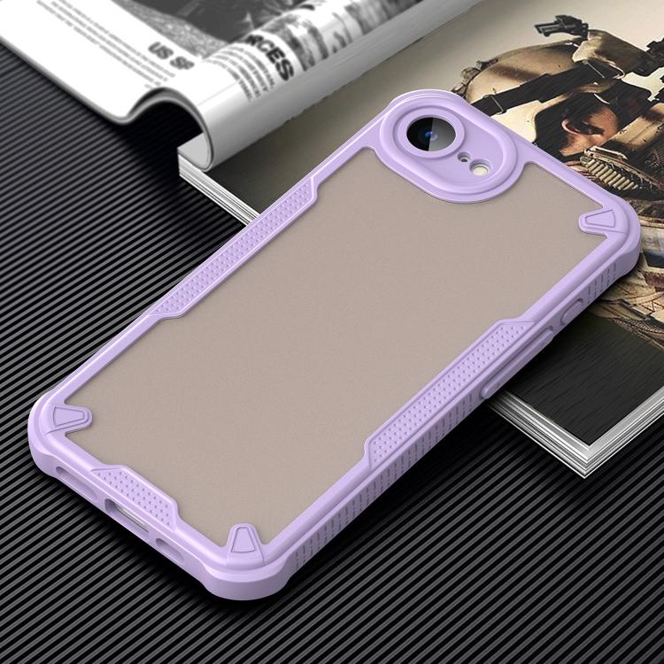 Funda híbrida TPU y PC iPhone 16E Protección Glaseada (Morado)