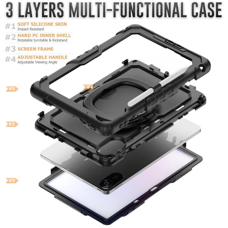 Funda híbrida de silicona tipo D para Xiaomi Redmi Pad 2, con asa y soporte (negra)