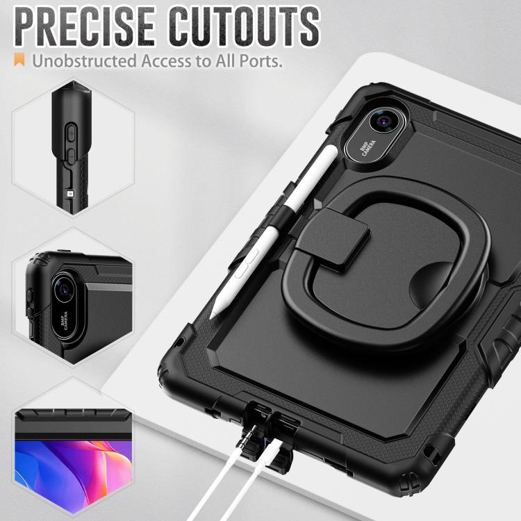 Funda híbrida de silicona tipo D para Xiaomi Redmi Pad 2, con asa y soporte (negra)