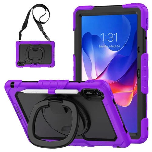 Funda híbrida de silicona tipo D para Xiaomi Redmi Pad 2, con asa y soporte (morado)