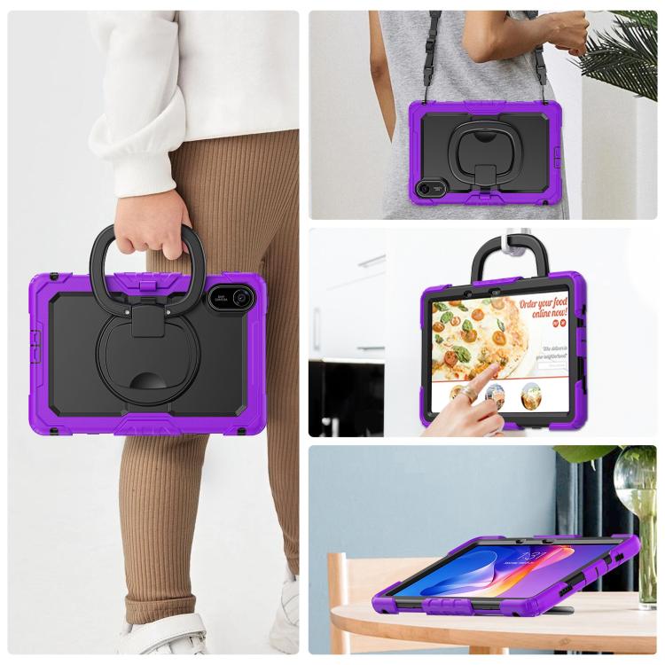 Funda híbrida de silicona tipo D para Xiaomi Redmi Pad 2, con asa y soporte (morado)