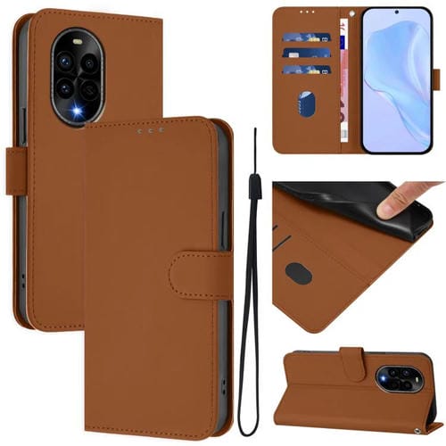 Funda de Piel Huawei Nova 13 Pro con Textura y Cordón (Marrón)