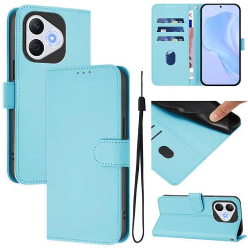 Funda de Cuero con Textura de Piel y Cordón para Honor 400 Lite (Azul Cielo)