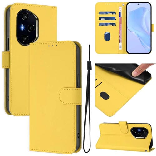 Funda de Cuero con Textura de Piel y Cordón para Honor 400 (Amarillo Limón)