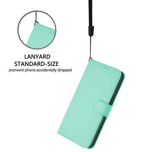Funda de cuero con textura de piel y cordón para Honor X6C 4G (verde menta)