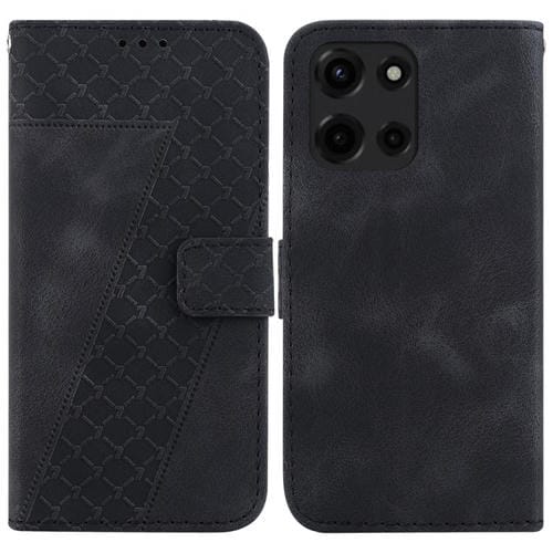 Funda de Cuero con Relieve en Forma de Siete para Motorola Moto G 5G (2025) (Negra)