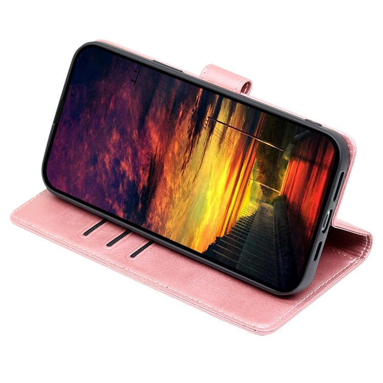 Funda de Cuero con Tapa y Hebilla para Teléfono Itel P65 (Oro Rosa)