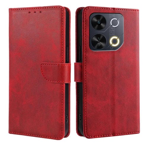 Funda de Cuero con Tapa y Hebilla para Teléfono Itel P65 (Rojo)