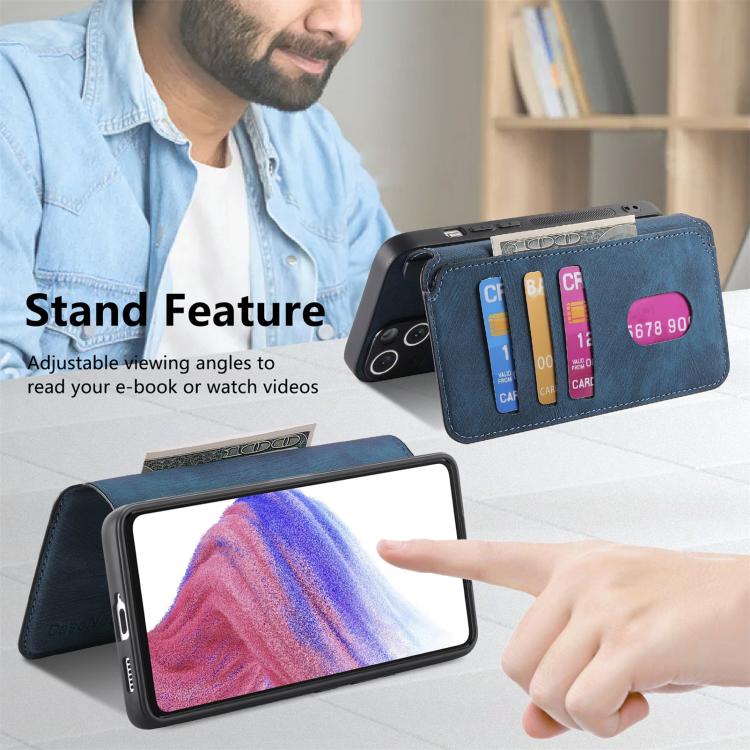 Funda Neo Magsafe Rfid Antirrobo de Cuero Retro para Realme Gt7 Pro (Azul)
