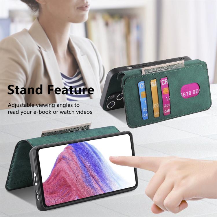 Funda Neo Magsafe Rfid Antirrobo de Cuero Retro para Realme Gt7 Pro (Verde)