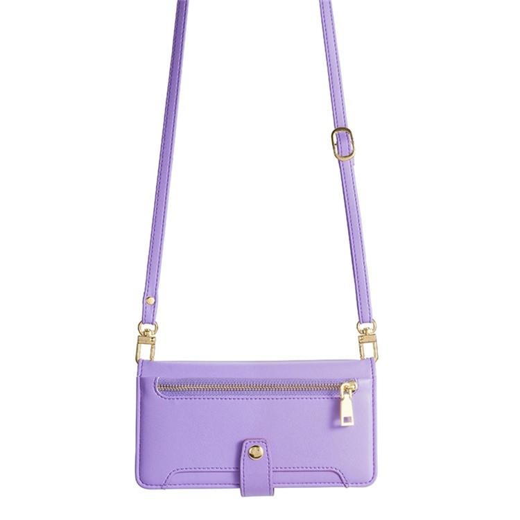 Funda de cuero tipo cartera con cremallera y textura de oveja para Samsung Galaxy Xcover 7 Pro 5G (morado)