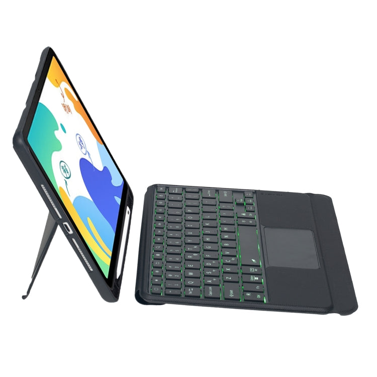 Funda de Cuero con Teclado Bluetooth Retroiluminado Desmontable y Panel Táctil para Huawei Matepad 10.4 (Negro)