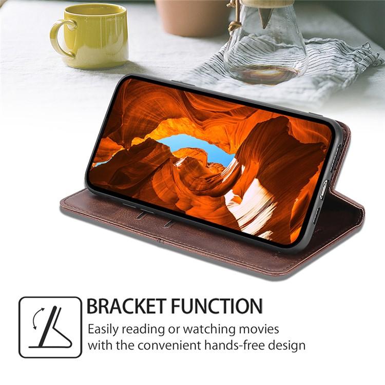 Funda magnética de cuero con textura de vaca para Samsung Galaxy F06 5G (marrón oscuro)