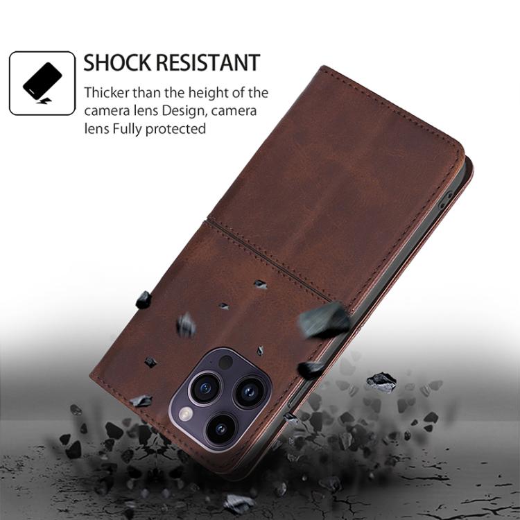 Funda magnética de cuero con textura de vaca para Samsung Galaxy F06 5G (marrón oscuro)
