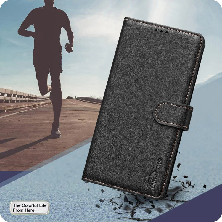 Funda de Cuero Antirrobo con Textura de Lichi para Tecno Spark 30 4G (Negro)
