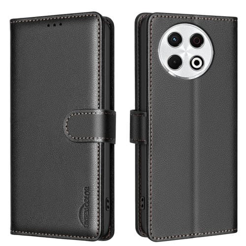 Funda de Cuero Antirrobo con Textura de Lichi Rfid para Tecno Spark 30 Pro 4G (Negro)