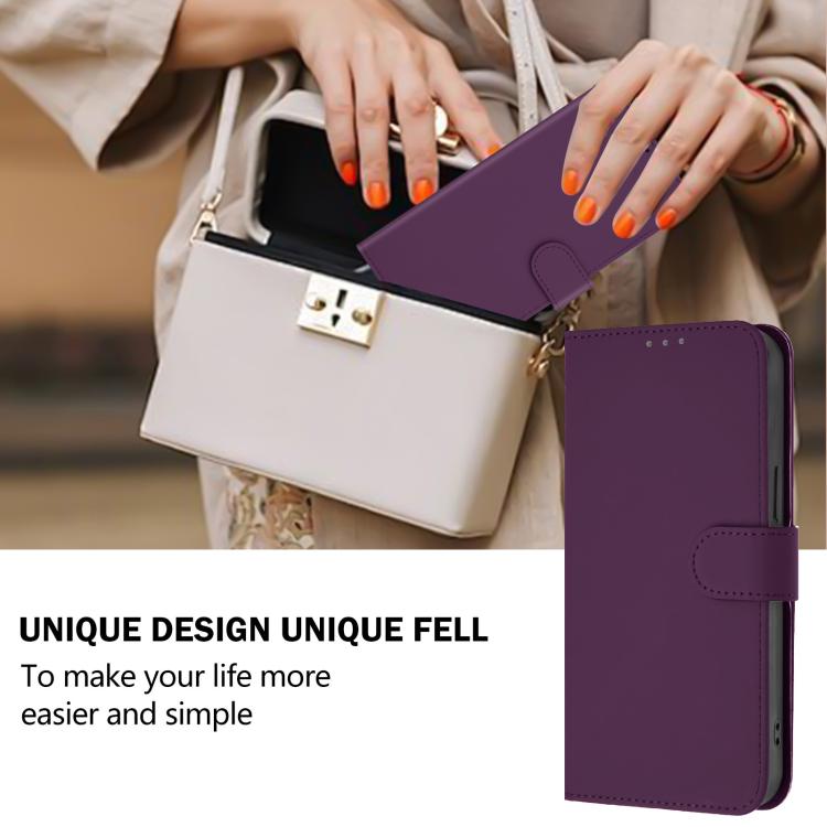 Funda de piel con textura de color liso y cordón para Samsung Galaxy A17 5G (violeta)