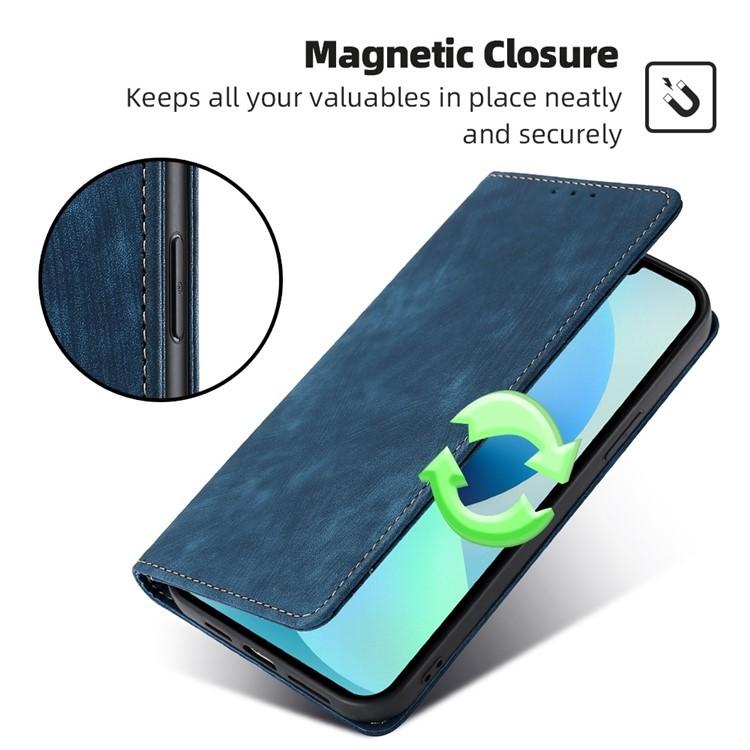 Funda de cuero magnética con cepillo y antirrobo RFID para Samsung Galaxy Xcover 7 Pro 5G (azul)