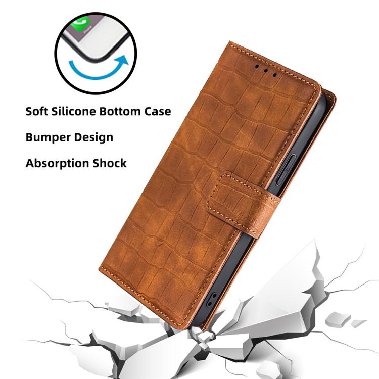 Funda de piel con cierre magnético y diseño de cocodrilo para Samsung Galaxy Xcover 7 Pro 5G (marrón)