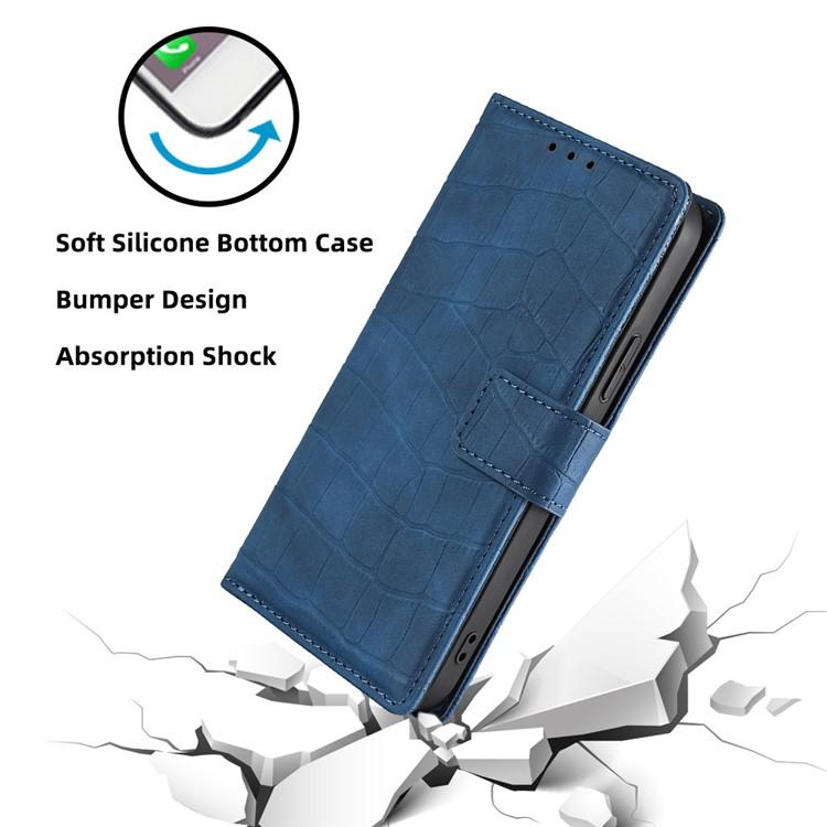 Funda de piel con cierre magnético y diseño de cocodrilo para Samsung Galaxy Xcover 7 Pro 5G (azul)