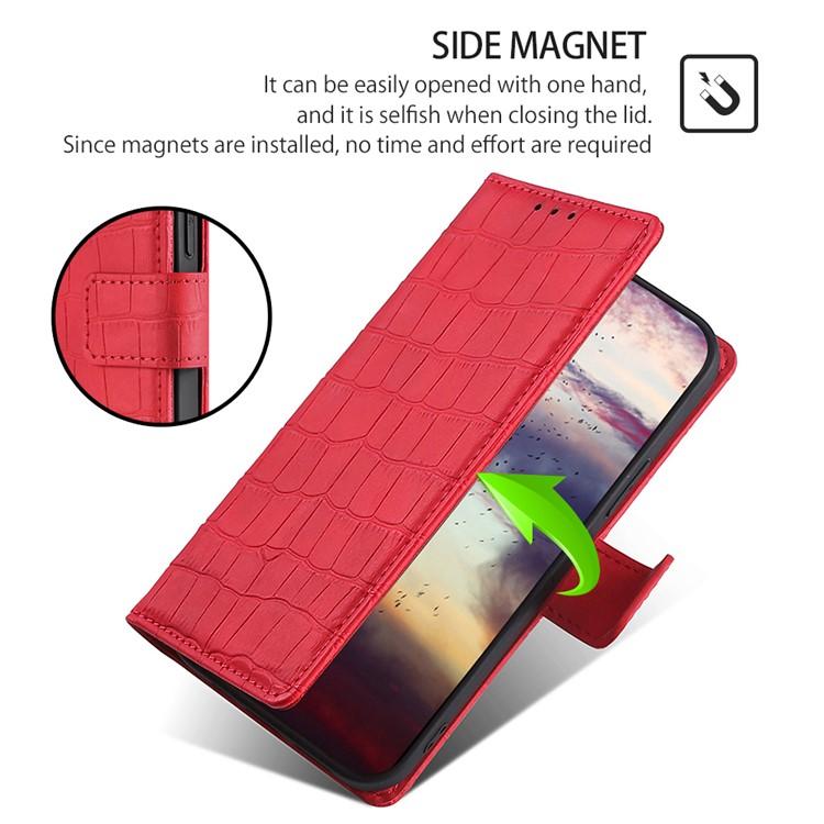 Funda de piel con cierre magnético y diseño de cocodrilo para Samsung Galaxy Xcover 7 Pro 5G (roja)