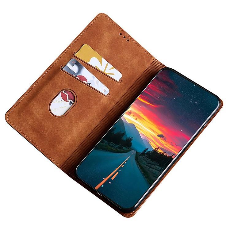 Funda de cuero magnética con textura de piel para Samsung Galaxy Xcover 7 Pro 5G (marrón claro)