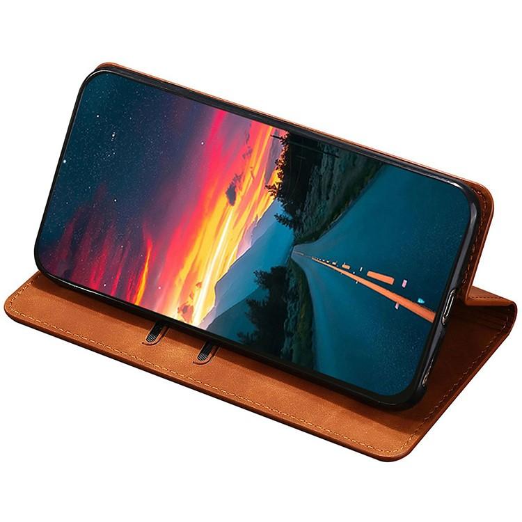 Funda de cuero magnética con textura de piel para Samsung Galaxy Xcover 7 Pro 5G (marrón claro)