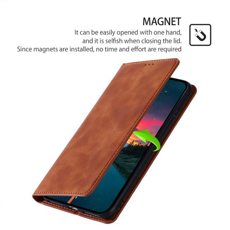 Funda de cuero magnética con textura de piel para Samsung Galaxy Xcover 7 Pro 5G (marrón claro)