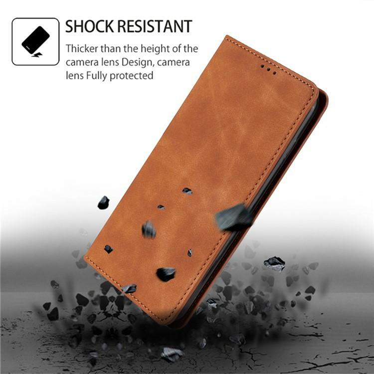 Funda de cuero magnética con textura de piel para Samsung Galaxy Xcover 7 Pro 5G (marrón claro)