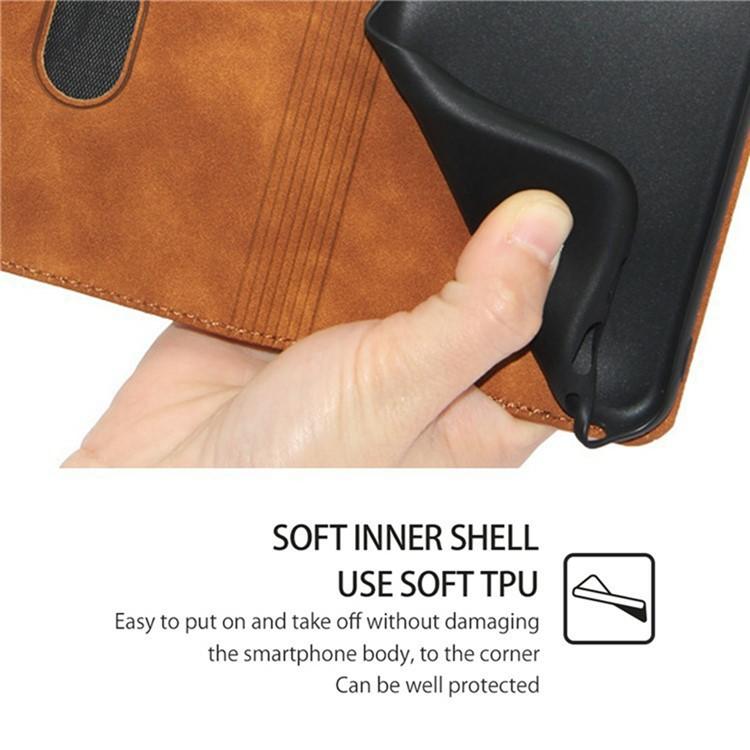 Funda de cuero magnética con textura de piel para Samsung Galaxy Xcover 7 Pro 5G (marrón claro)