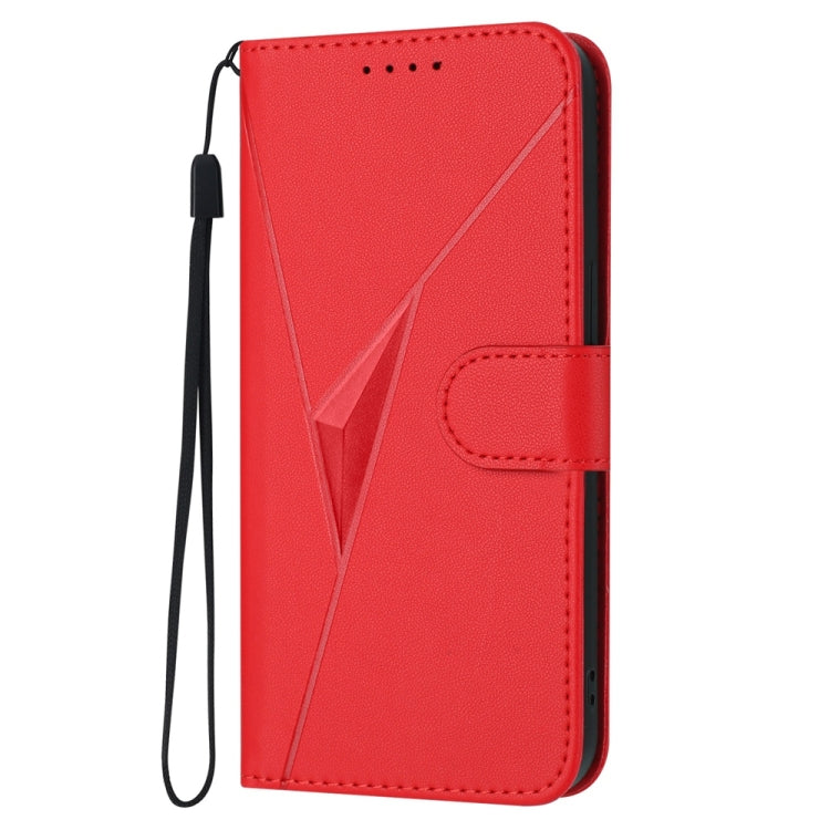 Funda de Cuero con Hebilla y Diseño de Triángulos para iPhone 16E (Rojo)