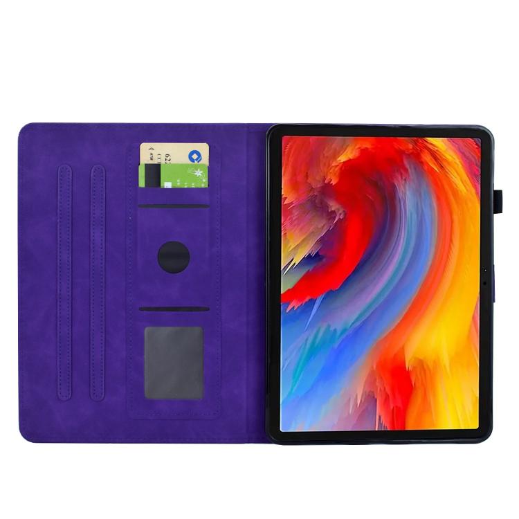Funda de cuero inteligente con estampado de flores y pájaros para Samsung Galaxy Tab S10 FE+ (morado)