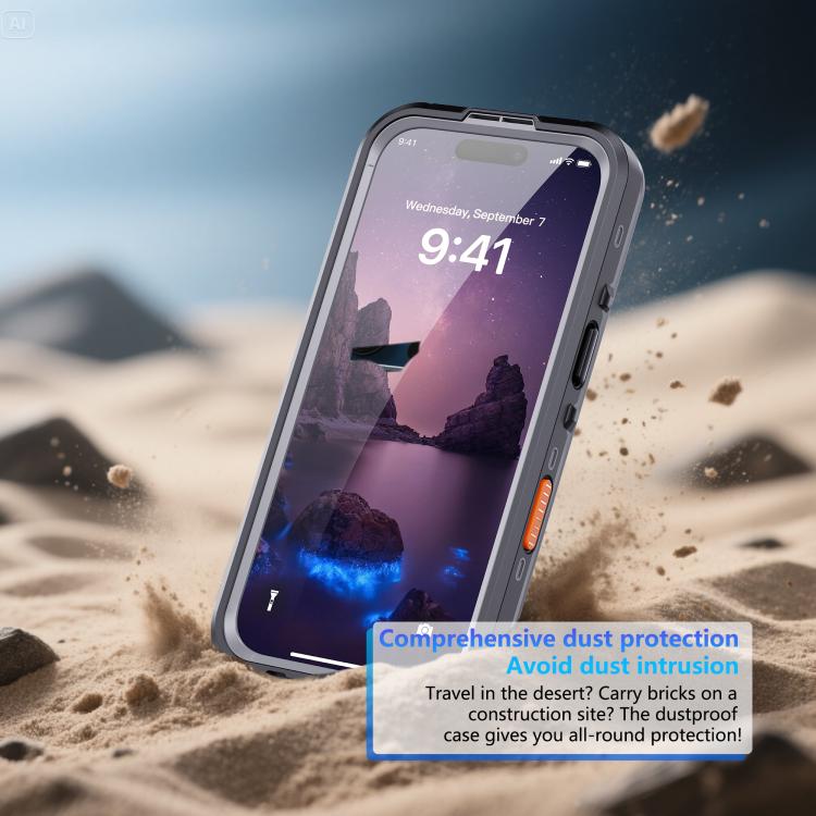 Funda RedPepper Transparent Dot IP68 para iPhone 17, resistente al agua y con triple protección MagSafe (negro y gris oscuro)