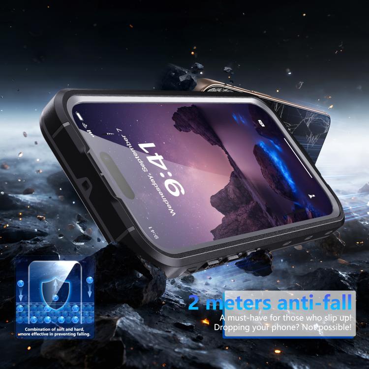 Funda RedPepper Transparent Dot IP68 para iPhone 17, resistente al agua y con triple protección MagSafe (negro y gris oscuro)