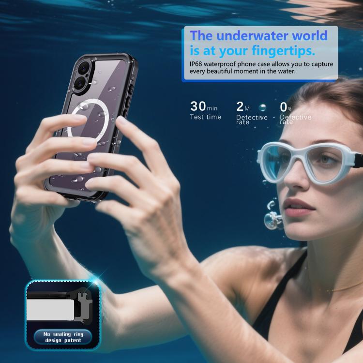 Funda RedPepper Transparent Dot IP68 para iPhone 17, resistente al agua y con triple protección MagSafe (negro y gris oscuro)
