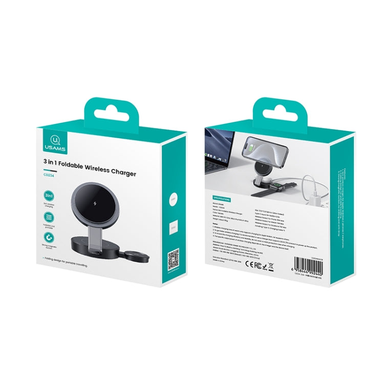 Cargador inalámbrico magnético rápido plegable 3 en 1 Usams Cd234 (Pistola)