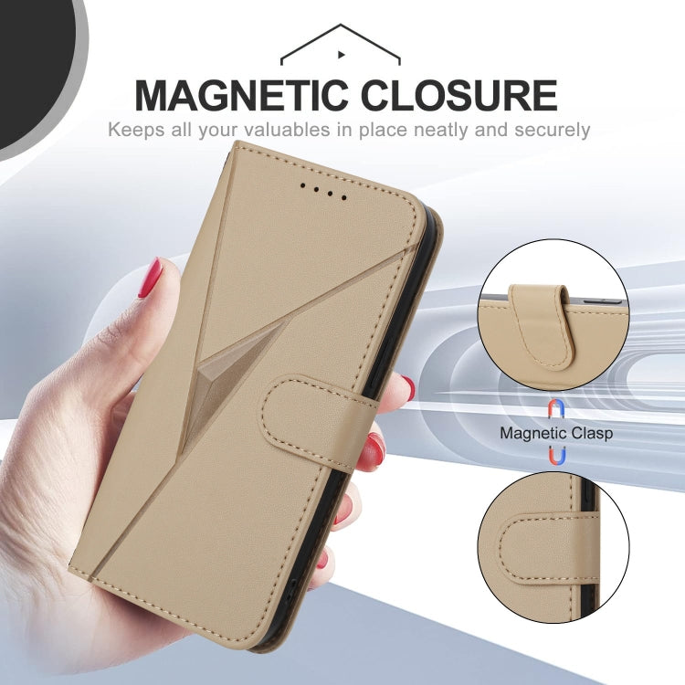 Funda de Cuero para OnePlus 9 Pro con Cierre de Hebilla y Diseño Triangular (Dorada)