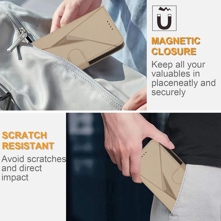 Funda de Cuero para OnePlus 9 Pro con Cierre de Hebilla y Diseño Triangular (Dorada)