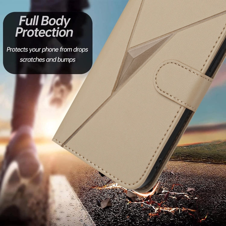 Funda de Cuero para OnePlus 9 Pro con Cierre de Hebilla y Diseño Triangular (Dorada)