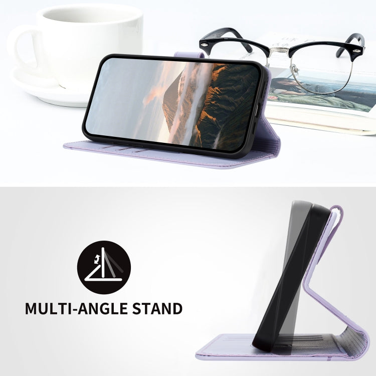 Funda de Cuero con Cierre de Hebilla y Diseño Triangular para OnePlus 9 Pro (Morado Claro)