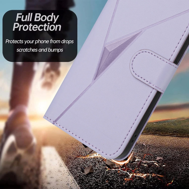Funda de Cuero con Cierre de Hebilla y Diseño Triangular para OnePlus 9 Pro (Morado Claro)