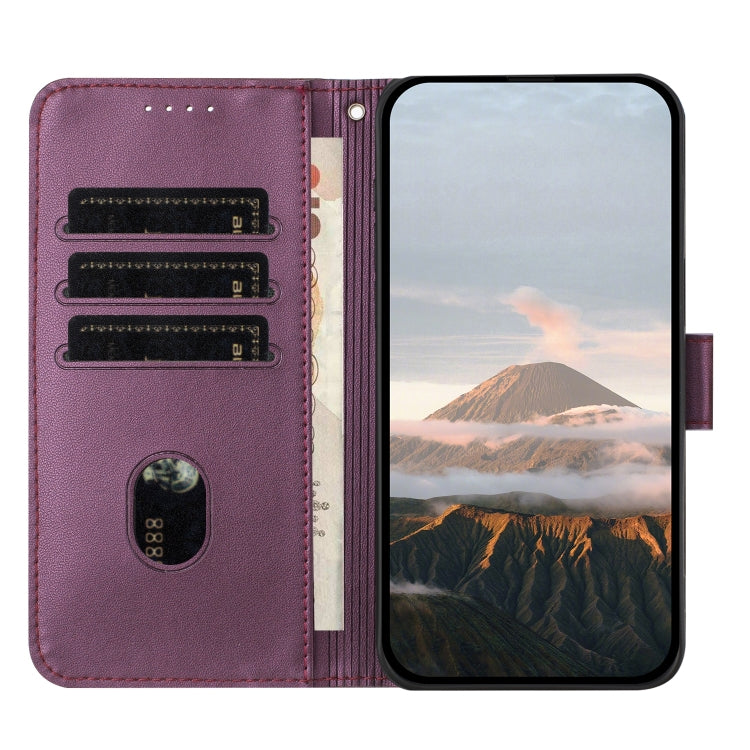 Funda de Cuero para OnePlus Nord 2 5G con Cierre de Hebilla y Diseño Triangular (Morado Oscuro)