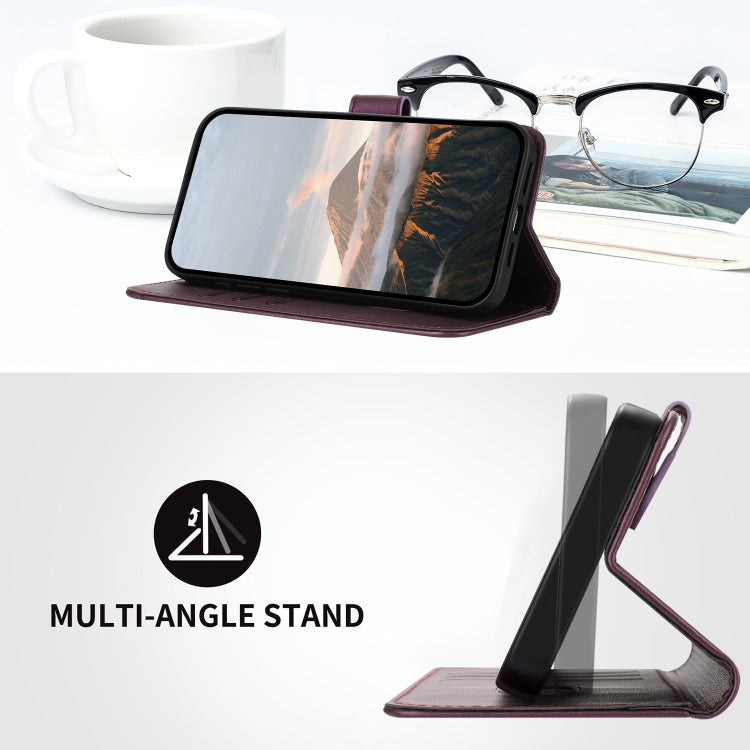Funda de Cuero para OnePlus Nord 2 5G con Cierre de Hebilla y Diseño Triangular (Morado Oscuro)