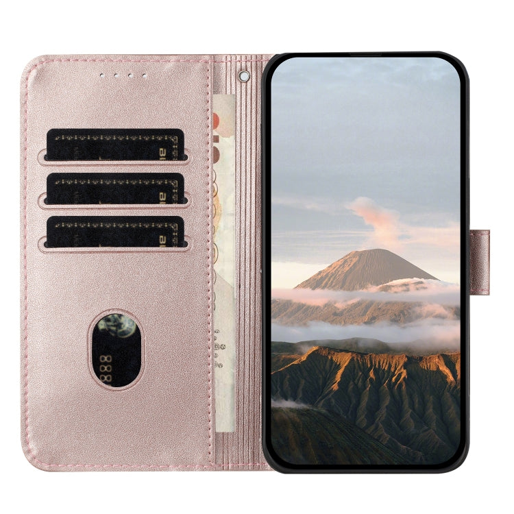 Funda de Cuero para OnePlus Nord Ce 5G con Cierre de Hebilla y Diseño Triangular (Oro Rosa)