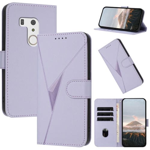 Estuche de Cuero con Hebilla para Teléfono Fujitsu Arrows F-01L F-42A (Morado Claro)