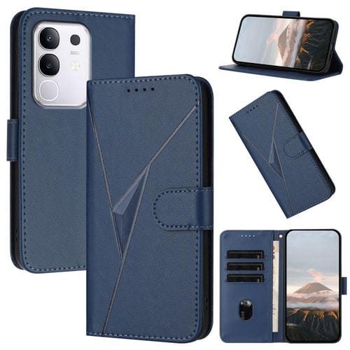 Funda de Cuero con Hebilla y Diseño Triangular para Vivo Y29 4G (Azul Real)
