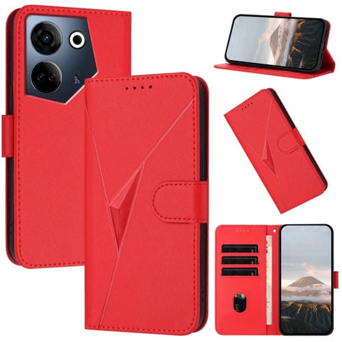 Funda de Cuero con Hebilla y Diseño Triangular para Tecno Camon 20 y Camon 20 Pro 4G (Rojo)