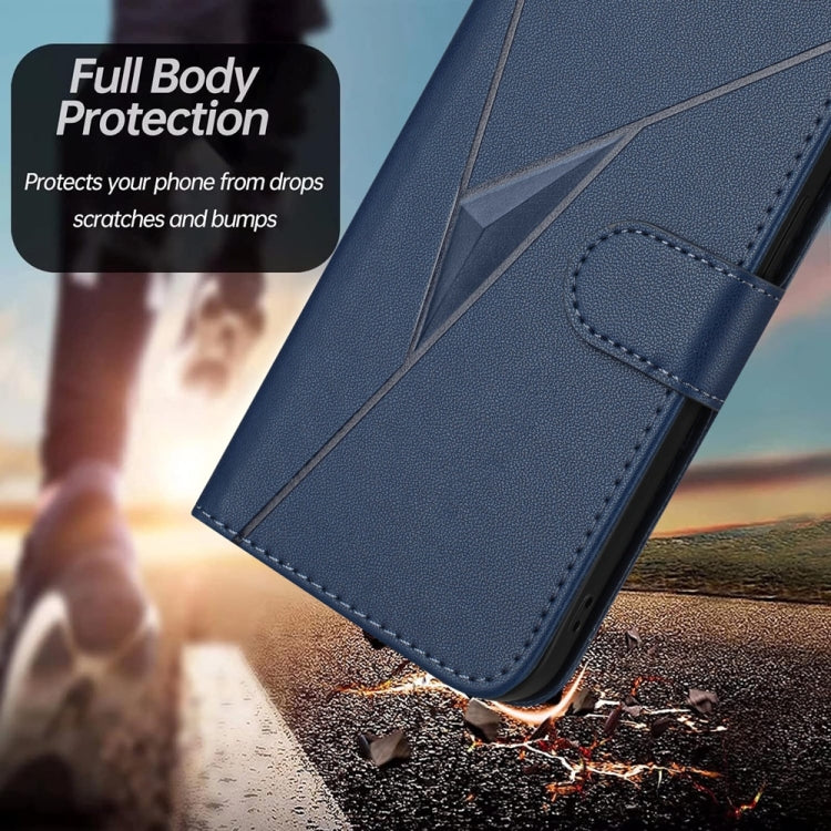 Funda Cuero Tecno Spark 20 Pro Cierre Hebilla Diseño Triangular (Azul Real)