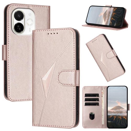 Funda de Cuero con Hebilla Triangular para Tecno Spark 30C 5G y Pop 9 5G (Oro Rosa)