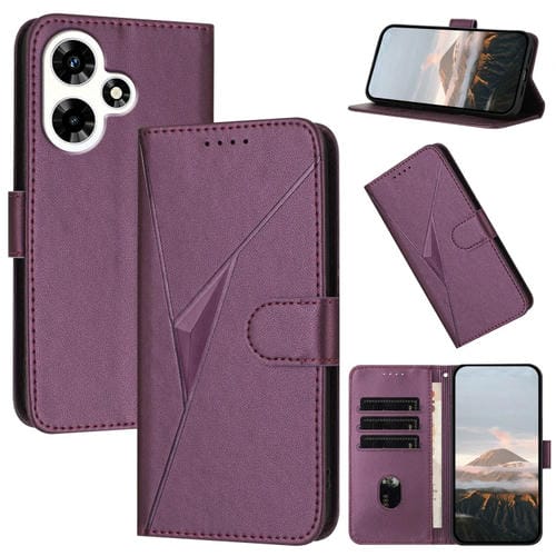 Funda de Cuero con Cierre de Hebilla y Diseño Triangular para Infinix Hot 30 (Morado Oscuro)